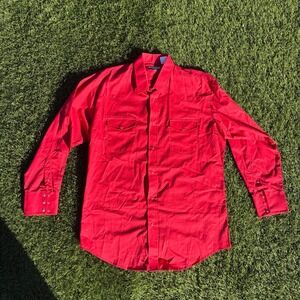 Roper Gold Collection Mens XL Red Western Pearl Snap Long Sleeve Shirt